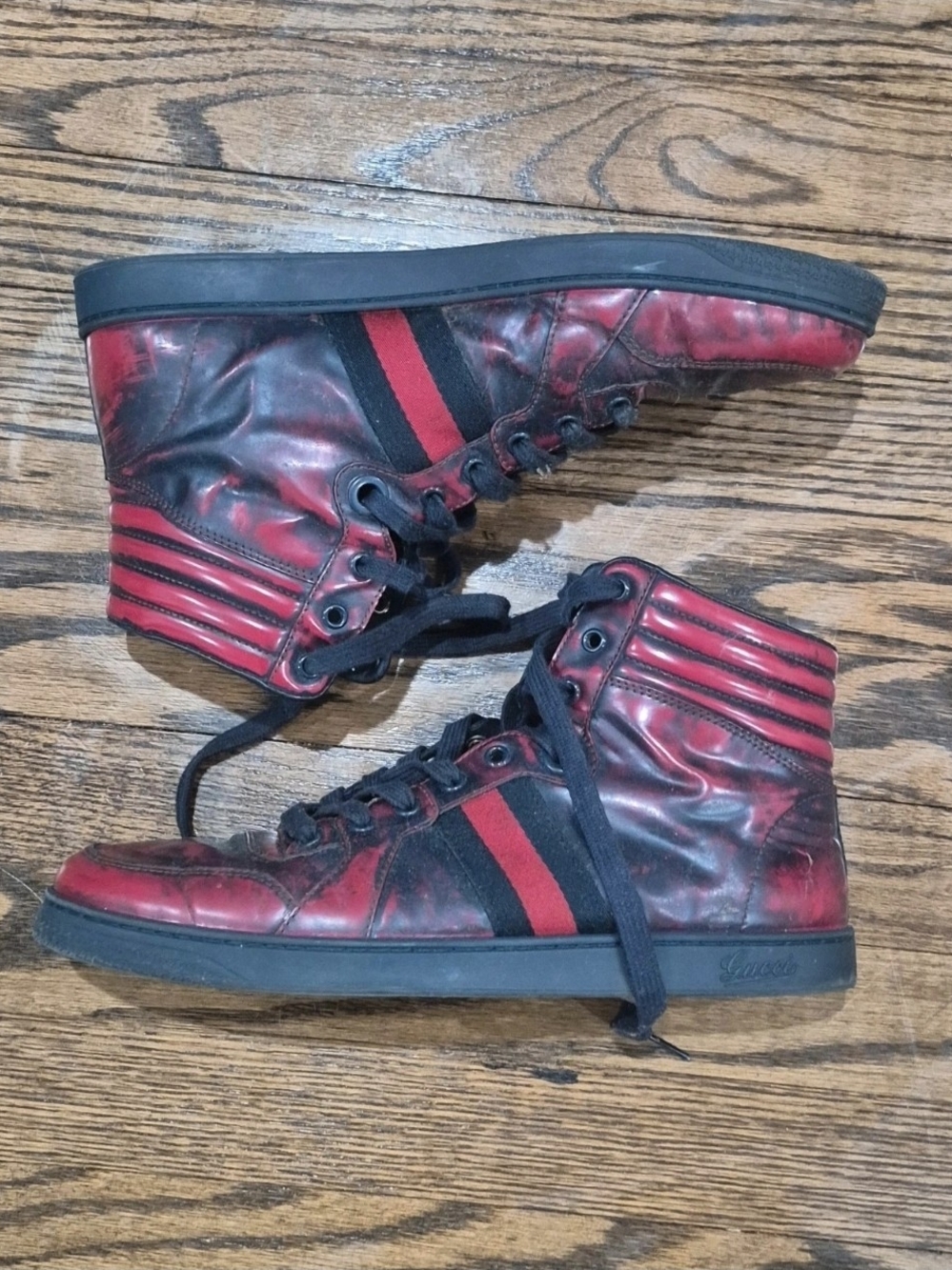 Red High-Top Men'sGucci Coda Burnished Leather High Size 9